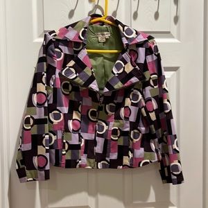 Cool geometric pattern women’s zippered jacket.